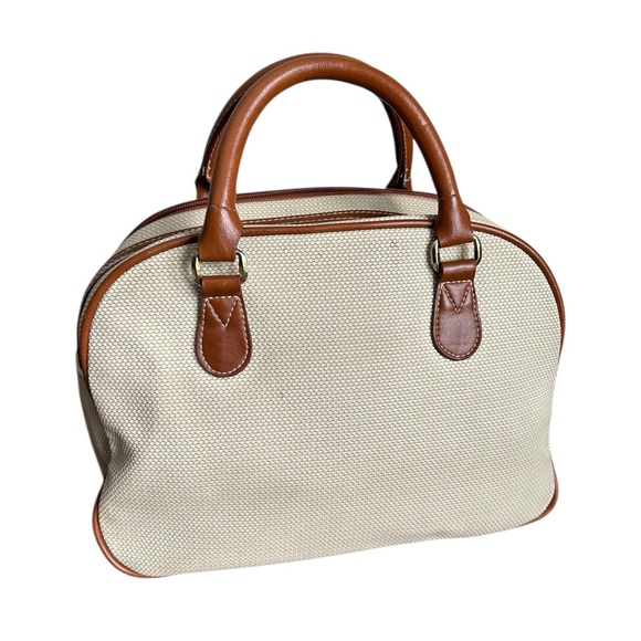 Canvas & Faux Leather Satchel Bag - Picture 7 of 14